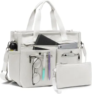 Women's Large Canvas Tote Bag Set (2PCs) - Ideal for Laptop, Hobo, Crossbody, Handbag, Travel, Gym & Work