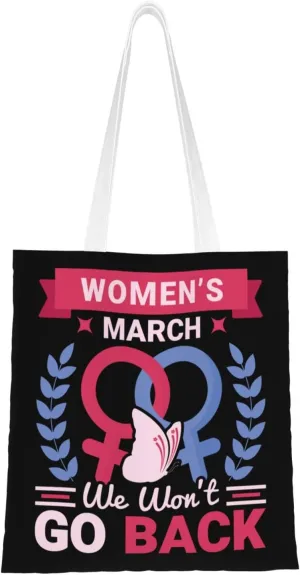 Women's March Go Back Tote Bag for Women Canvas Shopping Bags Reusable Large Capacity Casual Shoulder Handbags Grocery Bags