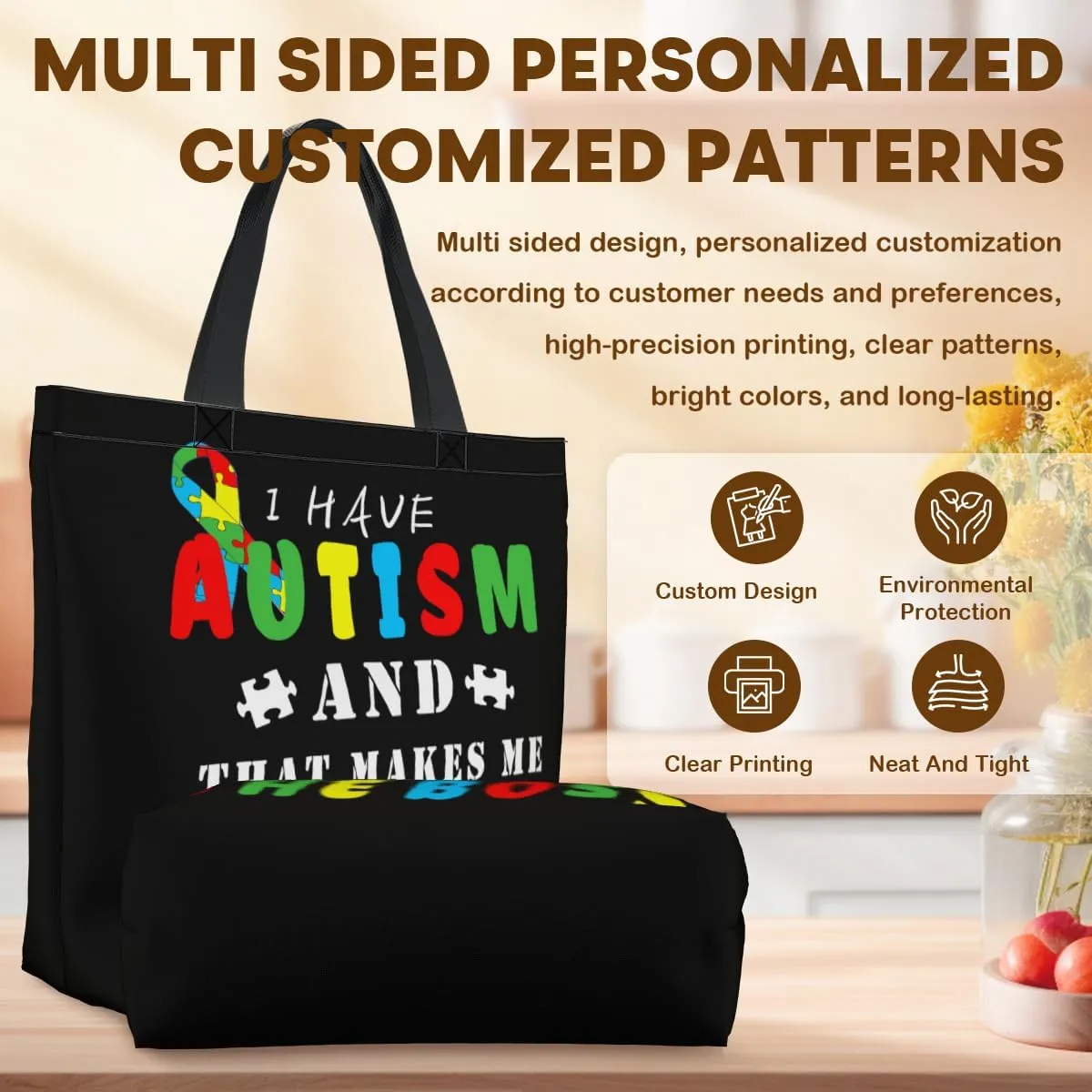 Women's Men Large Kitchen Reusable Grocery Bags Shoulder Bags With Zipper Beach Shopping Bag for Outdoors