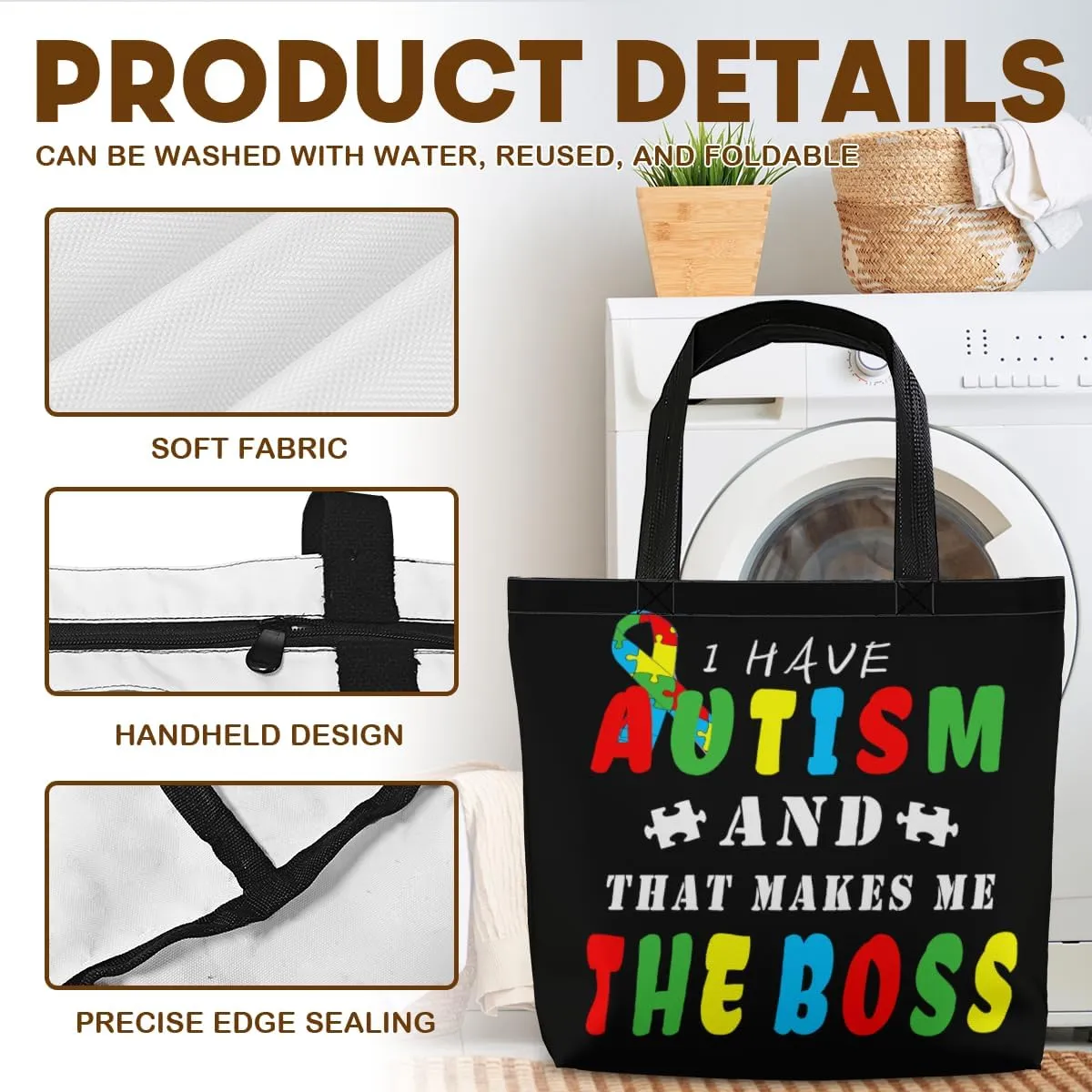 Women's Men Large Kitchen Reusable Grocery Bags Shoulder Bags With Zipper Beach Shopping Bag for Outdoors