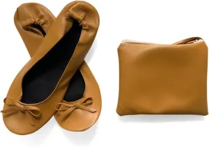 Women's Portable Ballet Flats, Bowknot Rollable Soft Sole Wedding Flat Shoes, Comfy Dancing Flat Shoes with Purse Bag