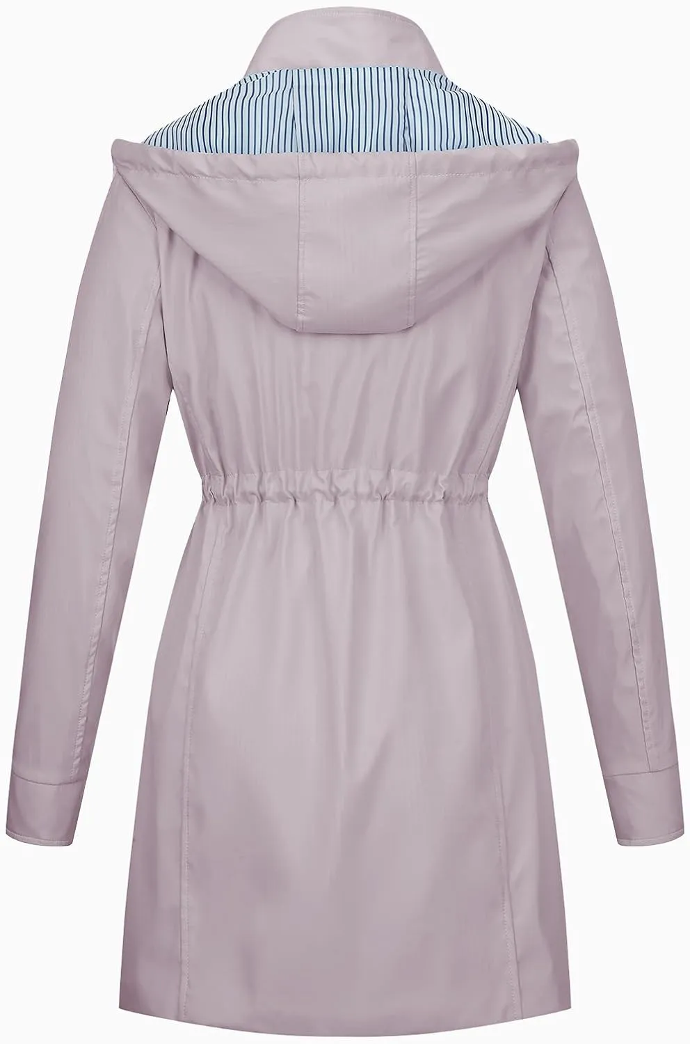Womens Rain Trench Coat Waterproof with Hood Lightweight Raincoat Long Trench Raincoat Striped Lined Rain Jackets