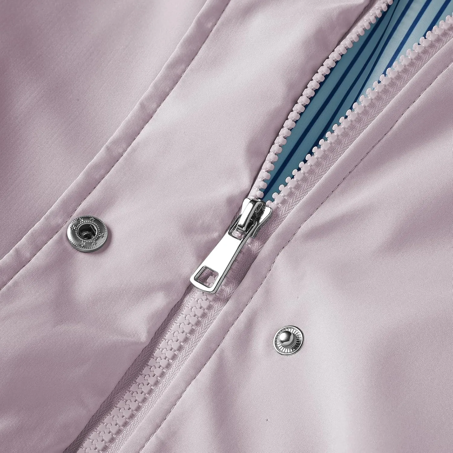 Womens Raincoat Waterproof with Hood Lightweight Windbreaker Rain Jacket Trench Coats Striped Lined