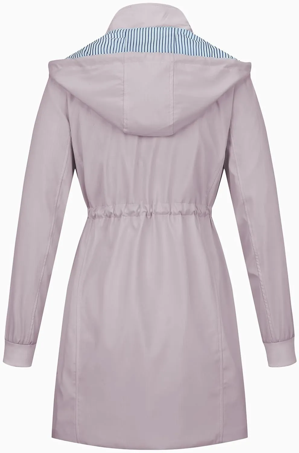 Womens Raincoat Waterproof with Hood Lightweight Windbreaker Rain Jacket Trench Coats Striped Lined