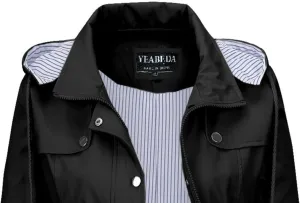 Womens Raincoat Waterproof with Hood Lightweight Windbreaker Rain Jacket Trench Coats Striped Lined