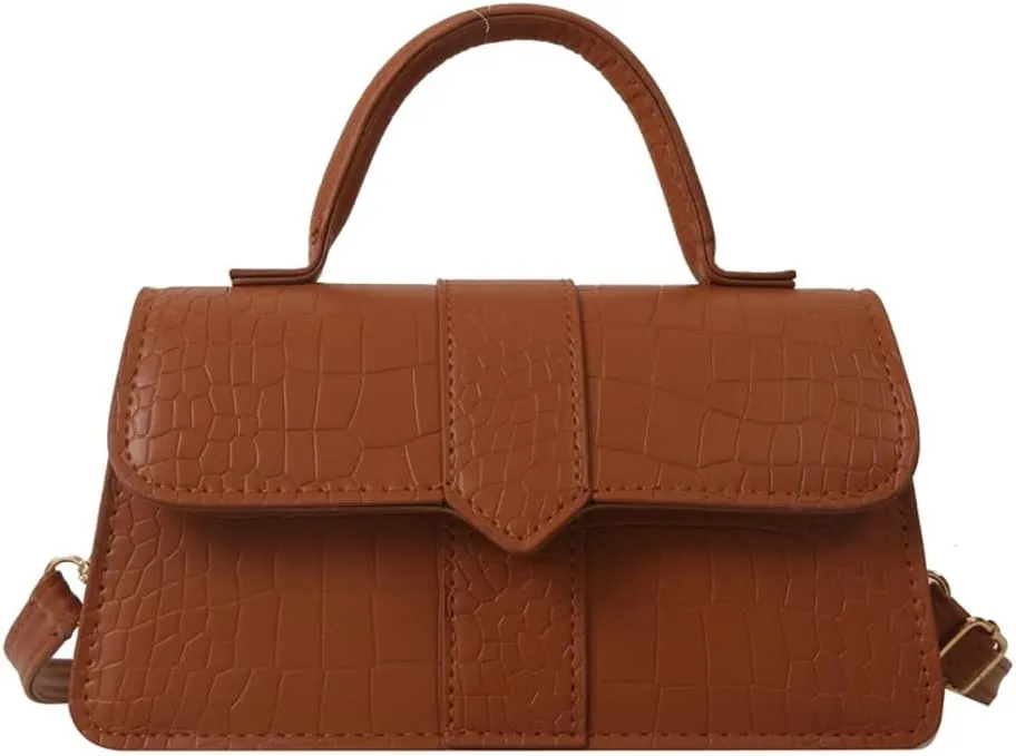 Womens Retro Shoulder Crossbody Bag PU Leather Purse Small Totes Handbag Casual Satchel with Crocodile Pattern