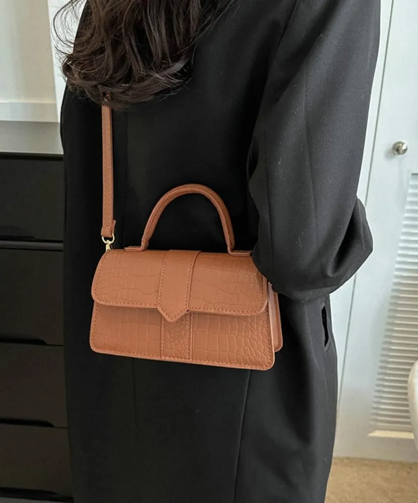 Womens Retro Shoulder Crossbody Bag PU Leather Purse Small Totes Handbag Casual Satchel with Crocodile Pattern