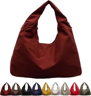 Women's Solid Color Textured Draped Tote Bag, Large Capacity Minimalist Versatile Shoulder Hobo Bag Travel Sport