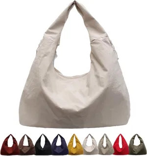 Women's Solid Color Textured Draped Tote Bag, Large Capacity Minimalist Versatile Shoulder Hobo Bag Travel Sport