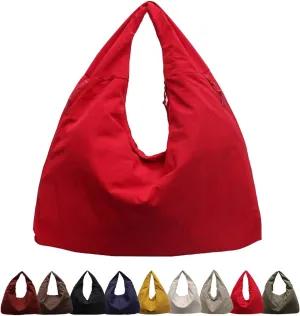 Women's Solid Color Textured Draped Tote Bag, Large Capacity Minimalist Versatile Shoulder Hobo Bag Travel Sport