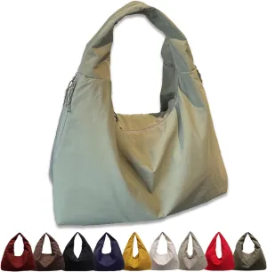 Women's Solid Color Textured Draped Tote Bag Minimalist Versatile Large Capacity Shoulder Hobo Bag Travel Sport