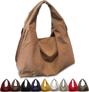 Women's Solid Color Textured Draped Tote Bag Minimalist Versatile Large Capacity Shoulder Hobo Bag Travel Sport