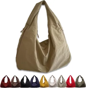 Women's Solid Color Textured Draped Tote Bag Minimalist Versatile Large Capacity Shoulder Hobo Bag Travel Sport