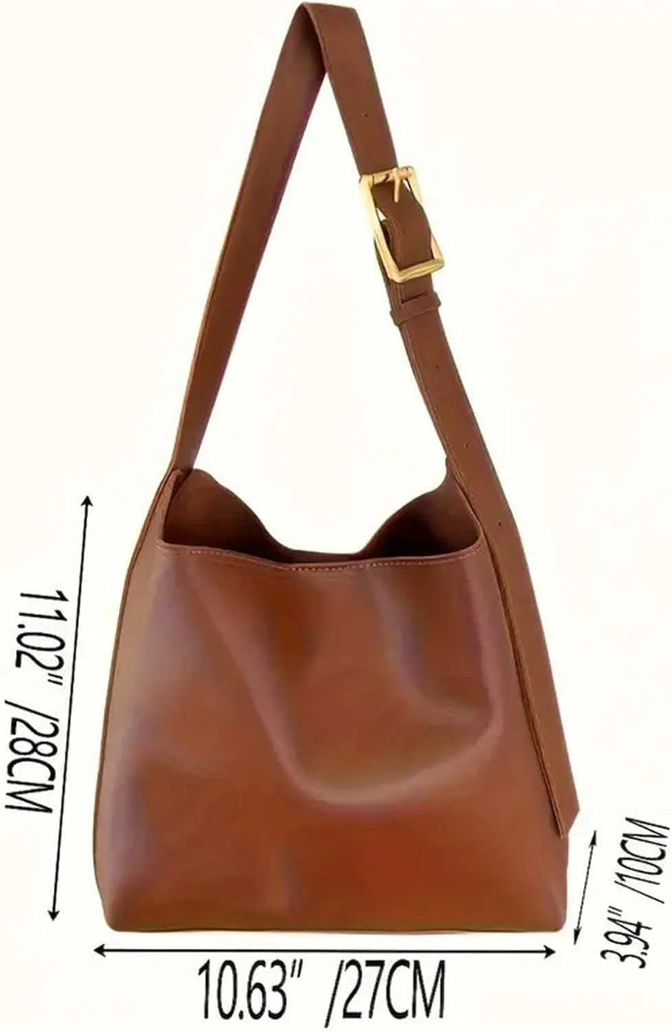 Women's Solid Color Tote Bag Two-Piece Set, Fashionable Bucket Large Capacity Casual Two-Piece Shoulder Messenger Bag