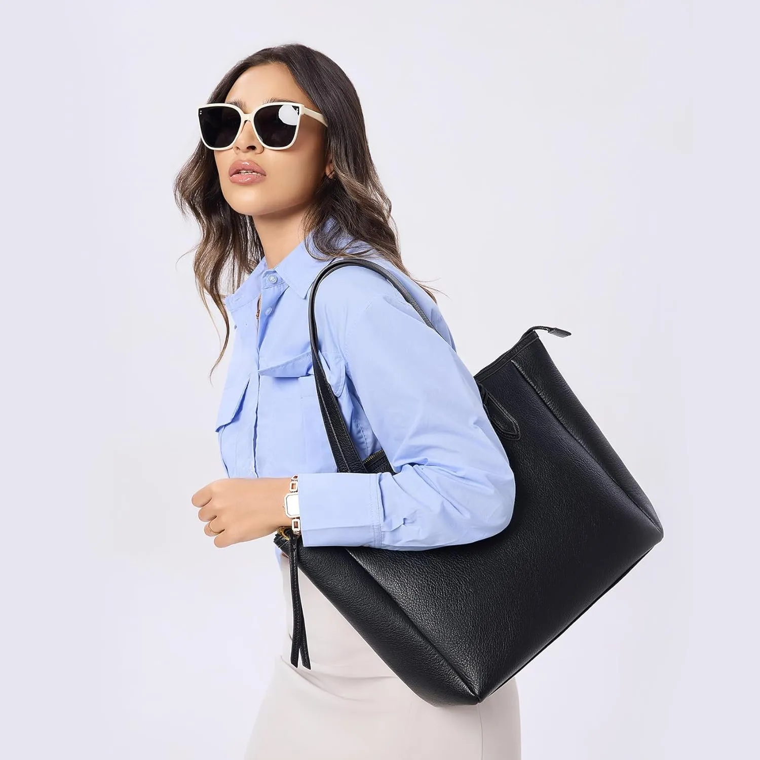 Women's Tote Bag Leather Handbag for Women 16L Large Capacity Travel Purses Ladies Shoulder Bags