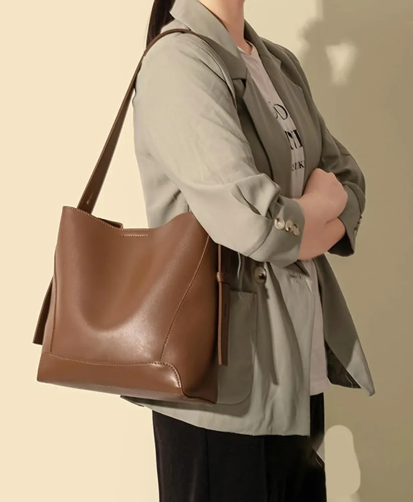 Women's Trendy Shoulder Crossbody Bag Vegan Leather Bucket Purse Large Totes Soft Handbag Top Handle Satchel