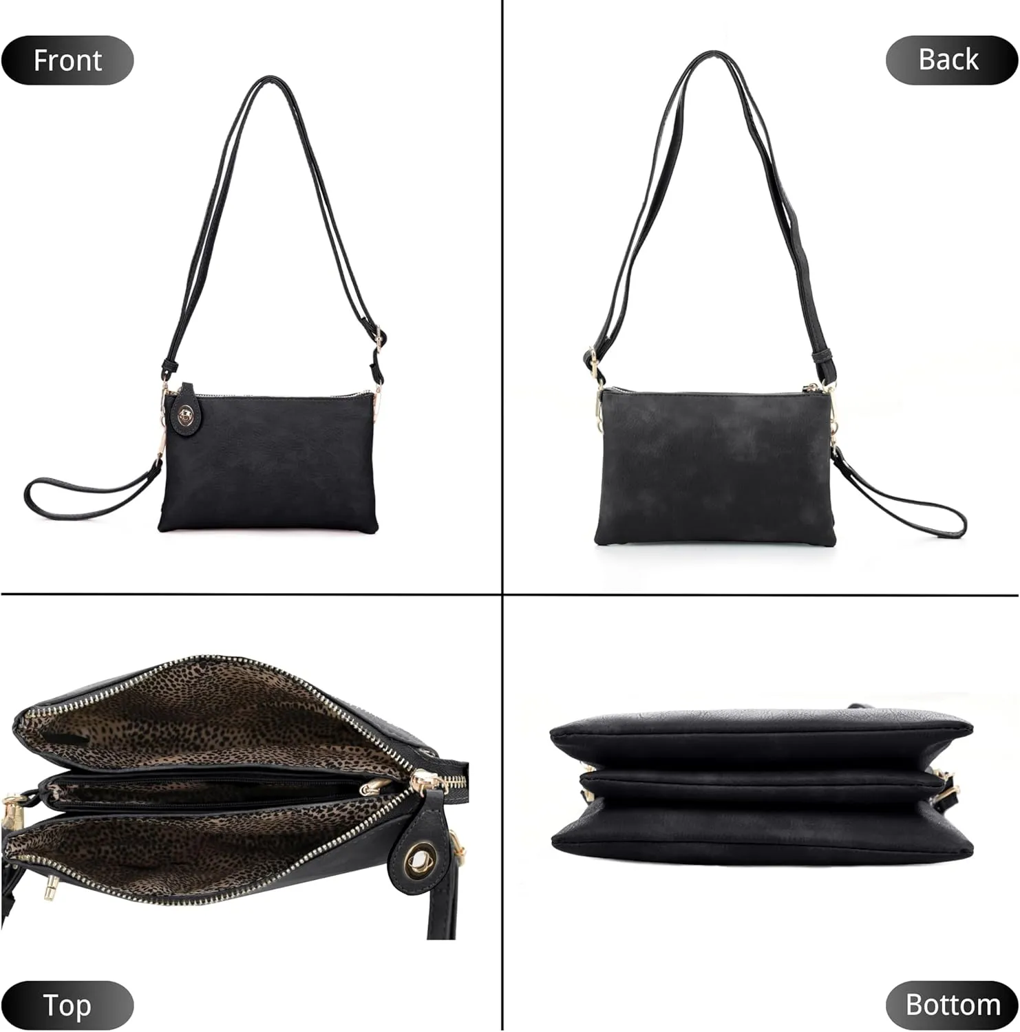 Women's Turn Lock Closure Wristlet Clutch and Crossbody, Multiple Compartment