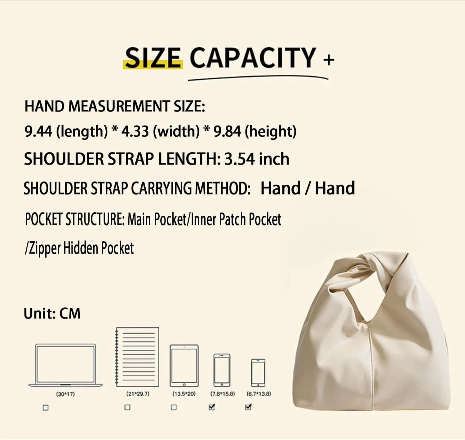 Women's Twist Top Magnetic Closure Ruched Cloud Handbag Soft Leather Y2K Hobo Evening Bags for Shopping Traveling Dating (Brown)