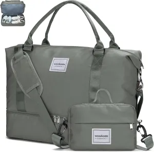 WOOMADA Weekender Bag for Women,Travel Carry On Bag with Shoe Compartment, Hospital Mom Bag for Labor and Delivery, Overnight Travel Duffle Bag with Toiletry Bag(army green)