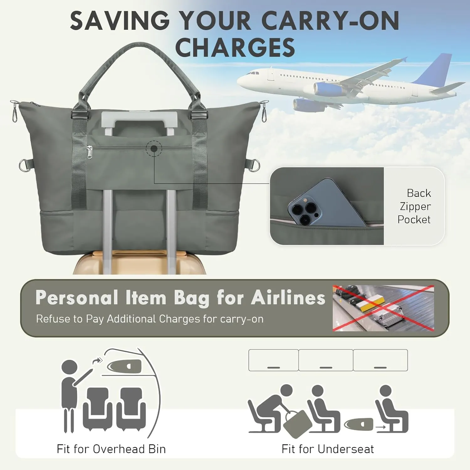 WOOMADA Weekender Bag for Women,Travel Carry On Bag with Shoe Compartment, Hospital Mom Bag for Labor and Delivery, Overnight Travel Duffle Bag with Toiletry Bag(army green)