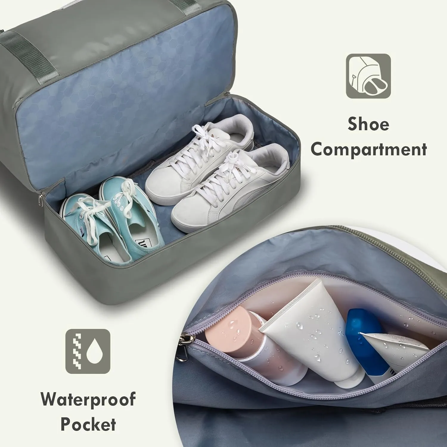 WOOMADA Weekender Bag for Women,Travel Carry On Bag with Shoe Compartment, Hospital Mom Bag for Labor and Delivery, Overnight Travel Duffle Bag with Toiletry Bag(army green)