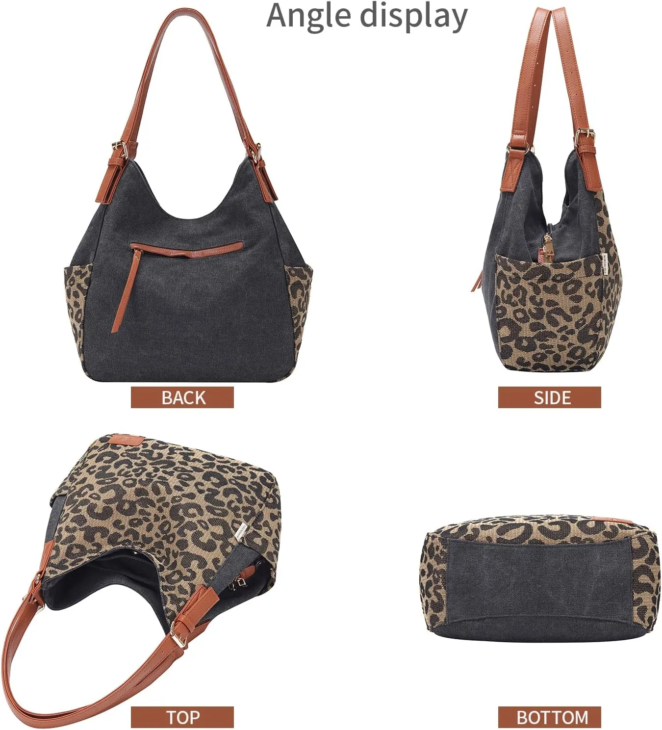 Worldlyda Women Canvas Hobo Purse Multi Pocket Tote Shopper Shoulder Bag Casual Top Handle handbag with Embroidery Ethnic