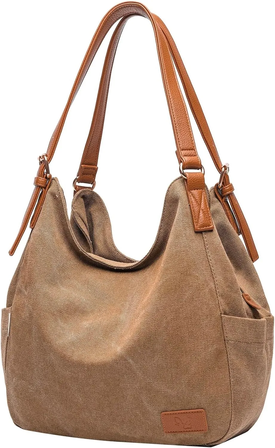 Worldlyda Women Canvas Hobo Purse Multi Pocket Tote Shopper Shoulder Bag Casual Top Handle handbag with Embroidery Ethnic