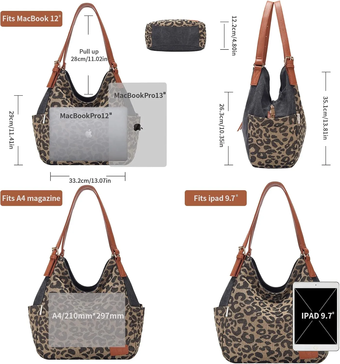 Worldlyda Women Canvas Hobo Purse Multi Pocket Tote Shopper Shoulder Bag Casual Top Handle handbag with Embroidery Ethnic
