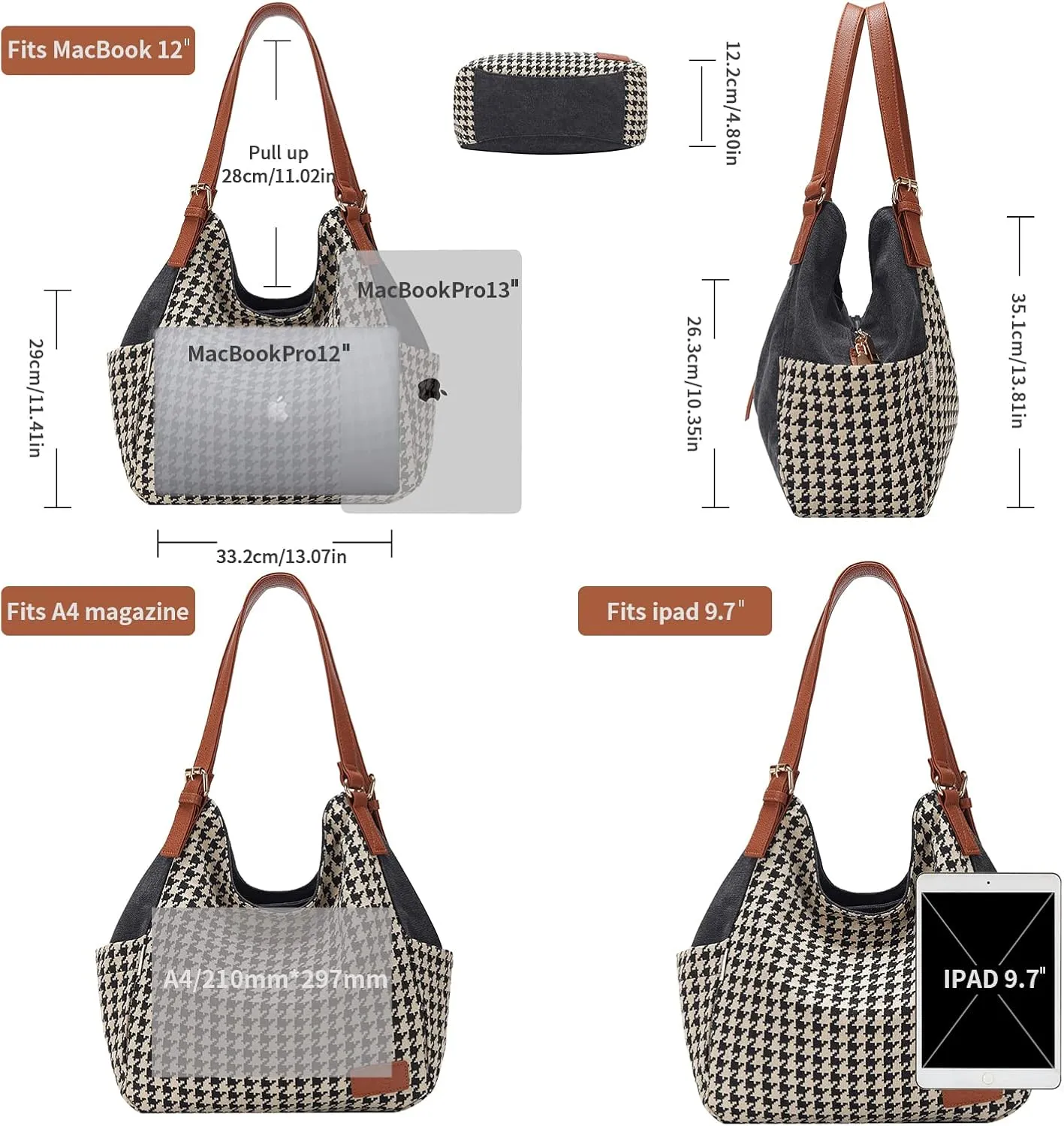 Worldlyda Women Canvas Hobo Purse Multi Pocket Tote Shopper Shoulder Bag Casual Top Handle handbag with Embroidery Ethnic