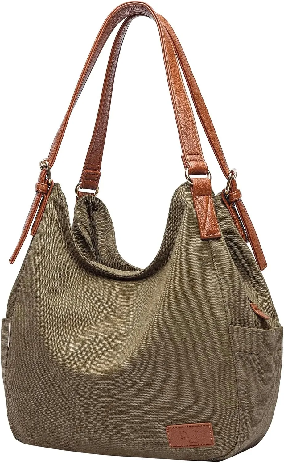 Worldlyda Women Canvas Hobo Purse Multi Pocket Tote Shopper Shoulder Bag Casual Top Handle handbag with Embroidery Ethnic