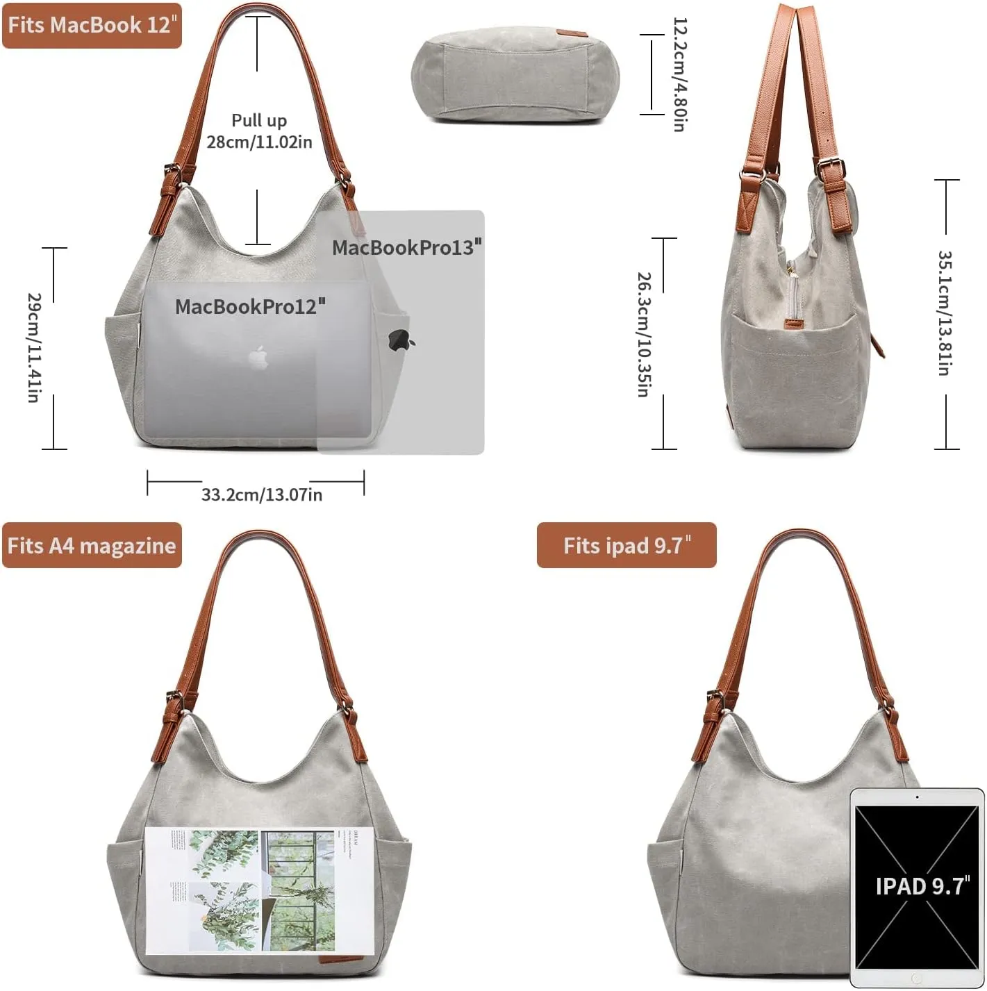 Worldlyda Women Canvas Hobo Purse Multi Pocket Tote Shopper Shoulder Bag Casual Top Handle handbag with Embroidery Ethnic