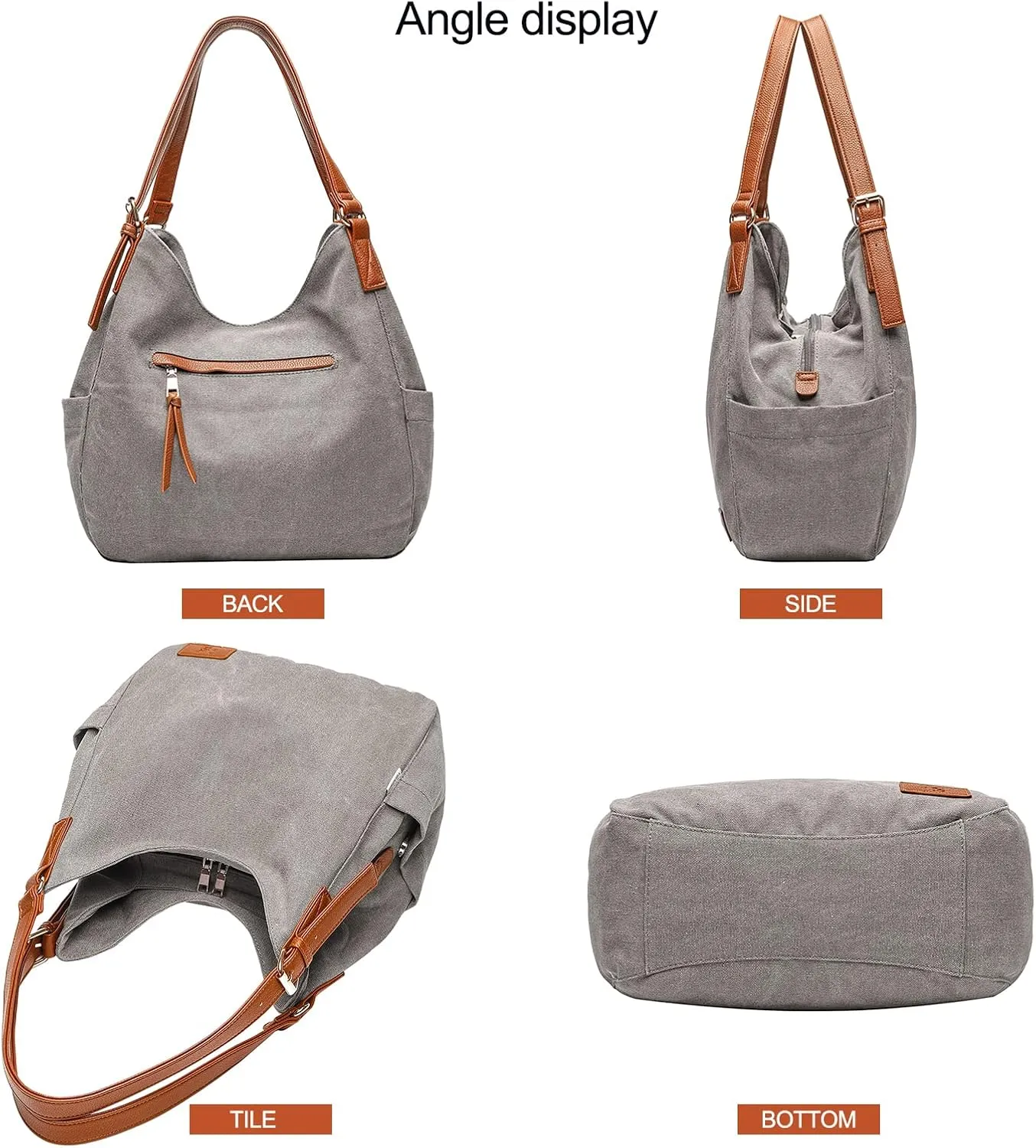 Worldlyda Women Canvas Hobo Purse Multi Pocket Tote Shopper Shoulder Bag Casual Top Handle handbag with Embroidery Ethnic
