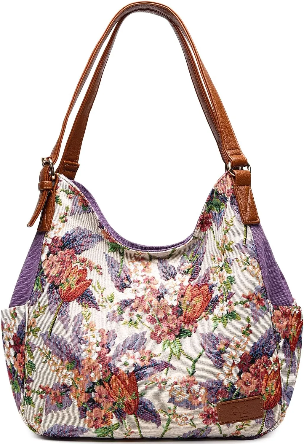 Worldlyda Women Canvas Hobo Purse Multi Pocket Tote Shopper Shoulder Bag Casual Top Handle handbag with Embroidery Ethnic