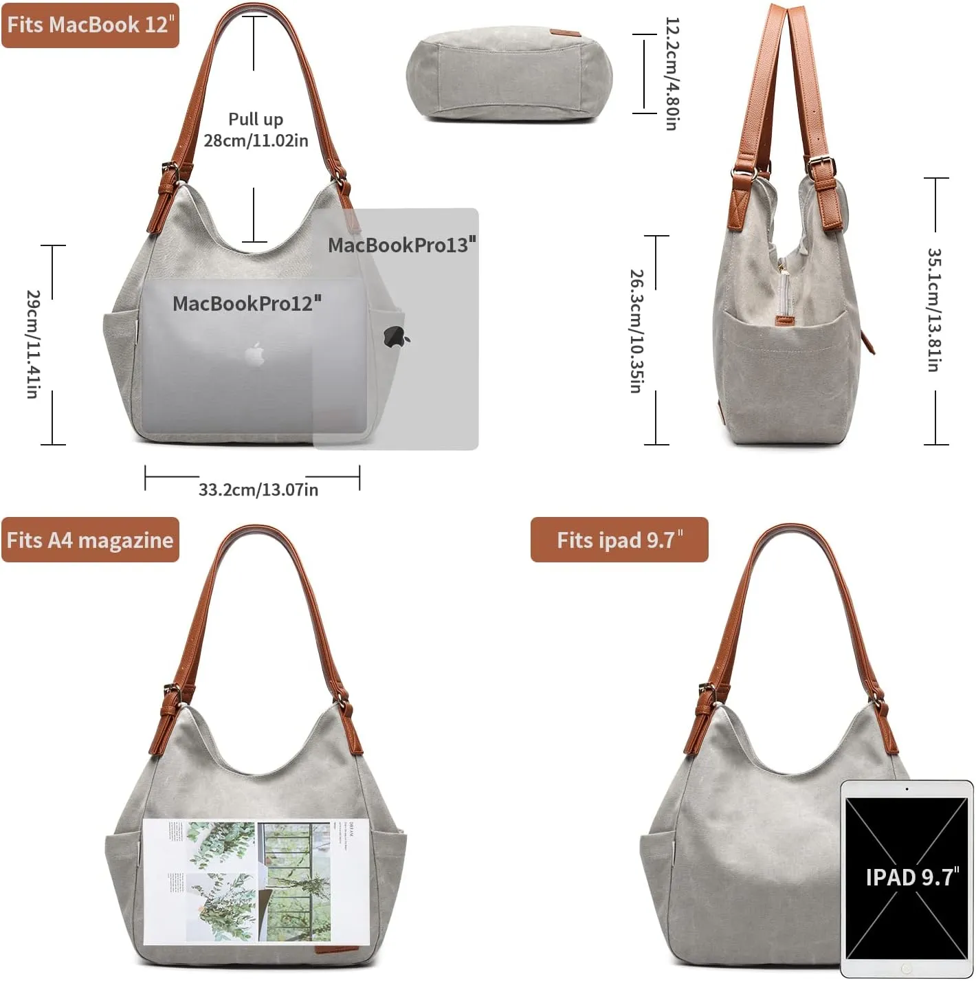 Worldlyda Women Canvas Hobo Purse Multi Pocket Tote Shopper Shoulder Bag Casual Top Handle handbag with Embroidery Ethnic