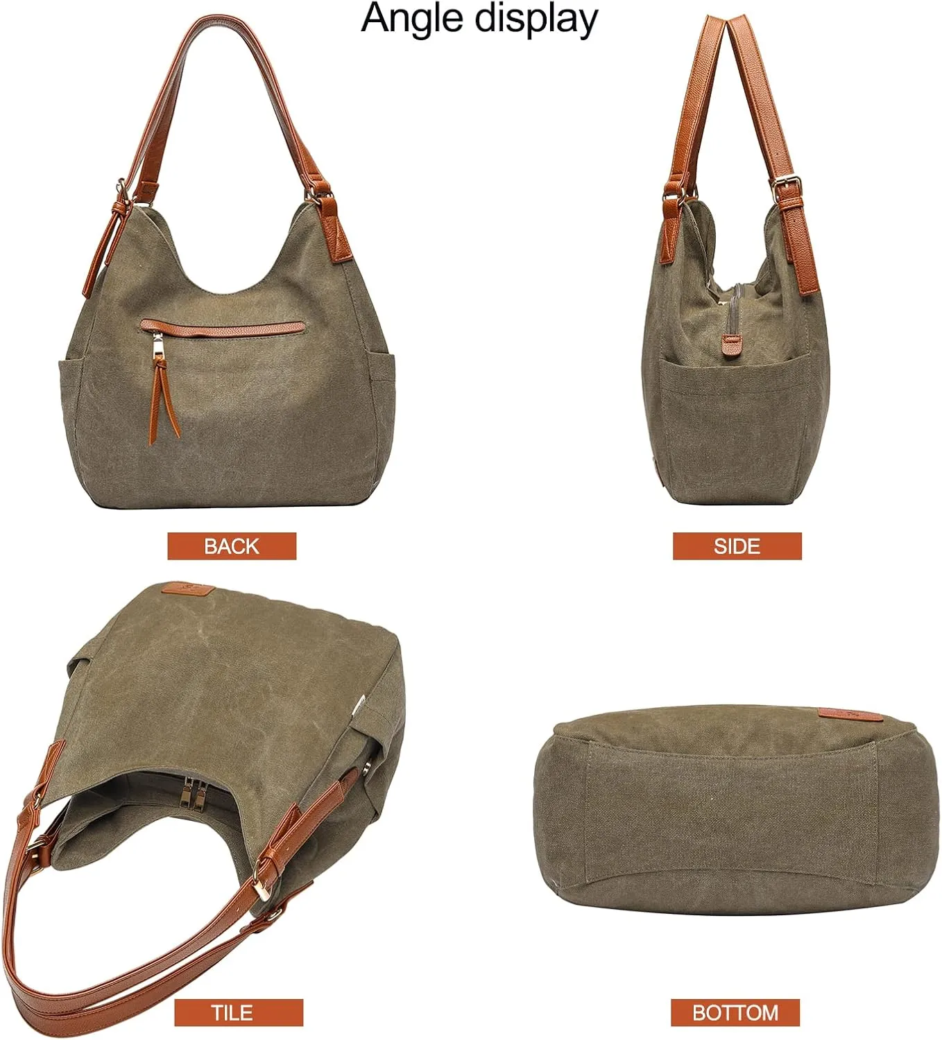 Worldlyda Women Canvas Hobo Purse Multi Pocket Tote Shopper Shoulder Bag Casual Top Handle handbag with Embroidery Ethnic
