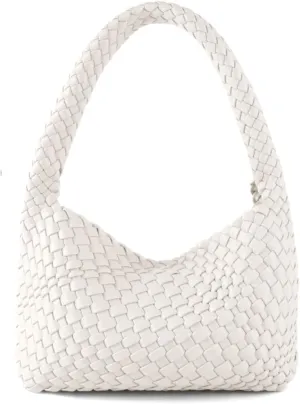 Woven Handbag for Woman Vegan Leather Hand Woven Shoulderbag and Purse Small Fashion Shopper Bag