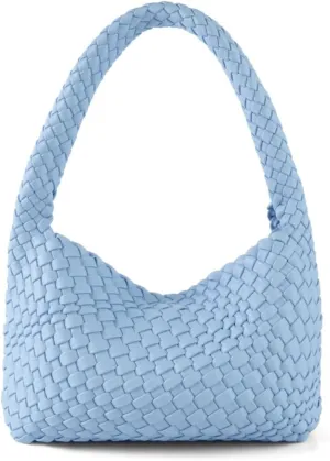 Woven Handbag for Woman Vegan Leather Hand Woven Shoulderbag and Purse Small Fashion Shopper Bag