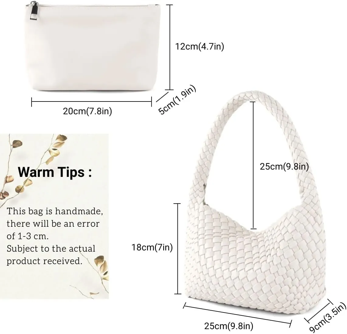 Woven Handbag for Woman Vegan Leather Hand Woven Shoulderbag and Purse Small Fashion Shopper Bag