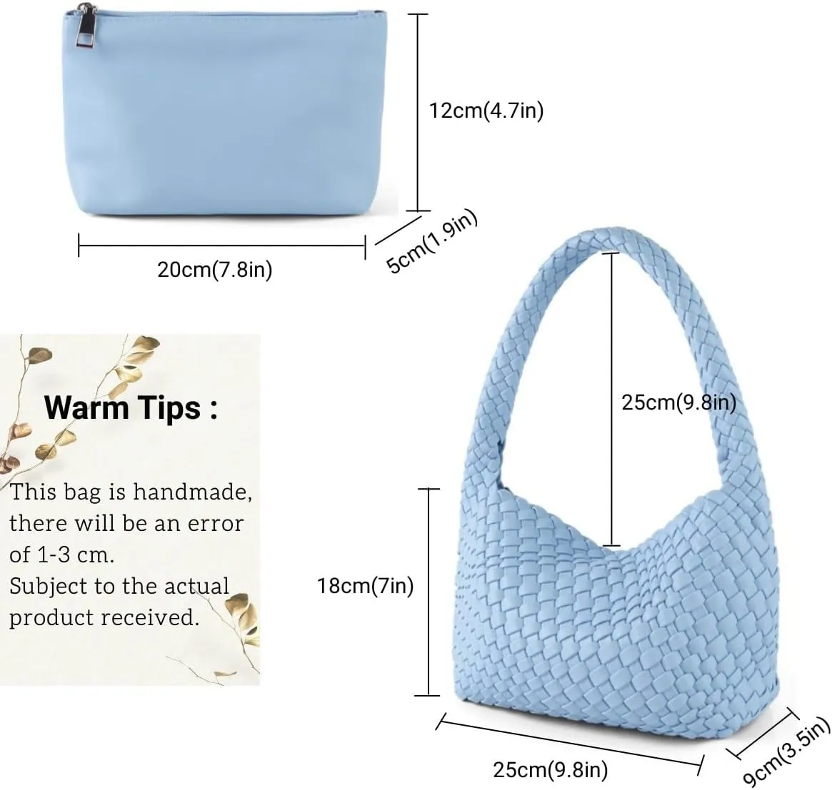 Woven Handbag for Woman Vegan Leather Hand Woven Shoulderbag and Purse Small Fashion Shopper Bag