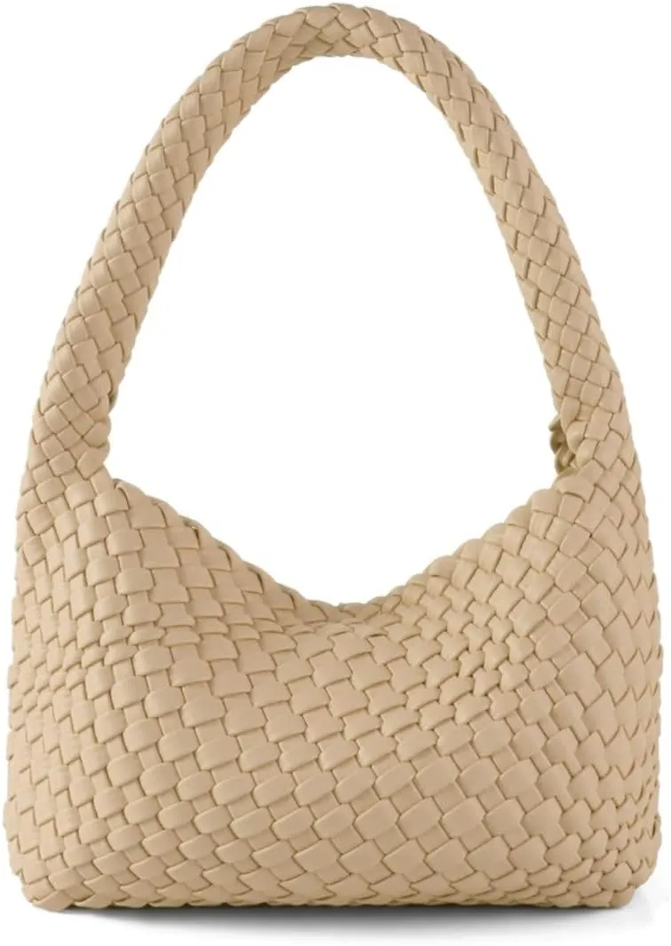 Woven Handbag for Woman Vegan Leather Hand Woven Shoulderbag and Purse Small Fashion Shopper Bag