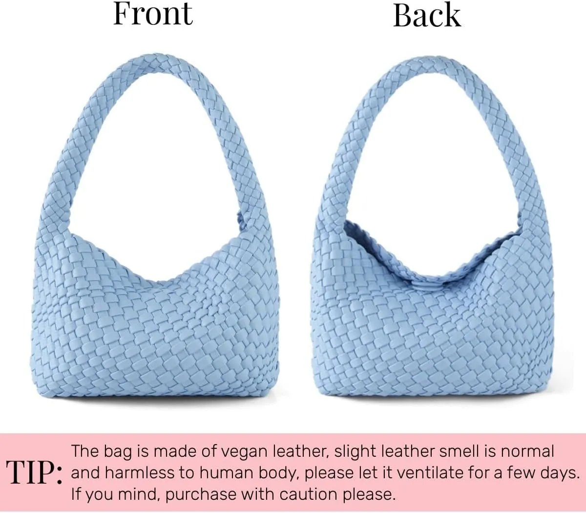 Woven Handbag for Woman Vegan Leather Hand Woven Shoulderbag and Purse Small Fashion Shopper Bag