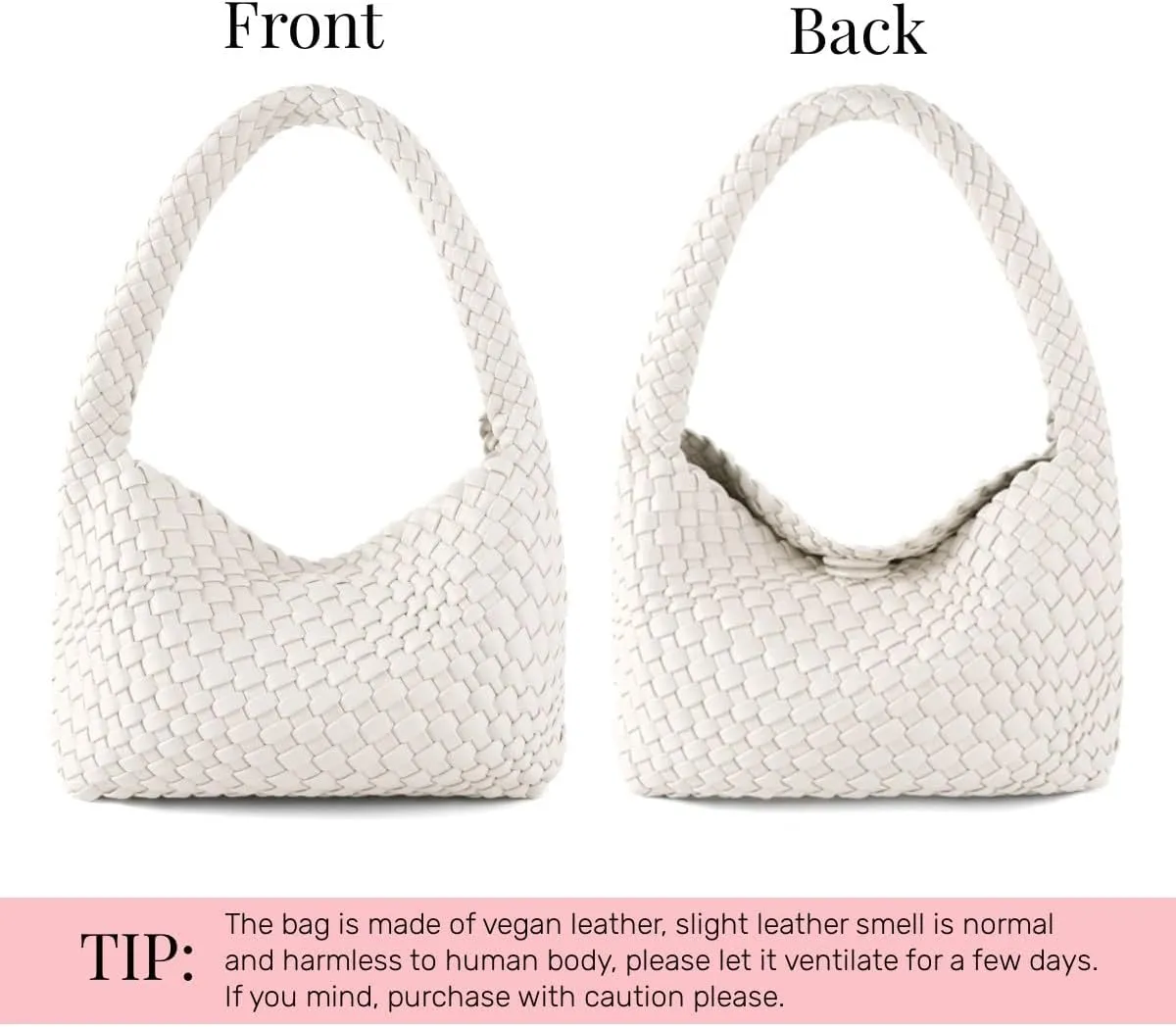 Woven Handbag for Woman Vegan Leather Hand Woven Shoulderbag and Purse Small Fashion Shopper Bag
