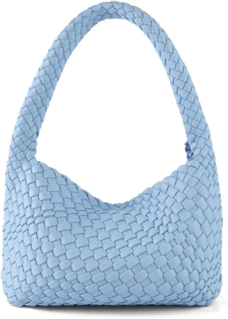 Woven Handbag for Woman Vegan Leather Hand Woven Shoulderbag and Purse Small Fashion Shopper Bag