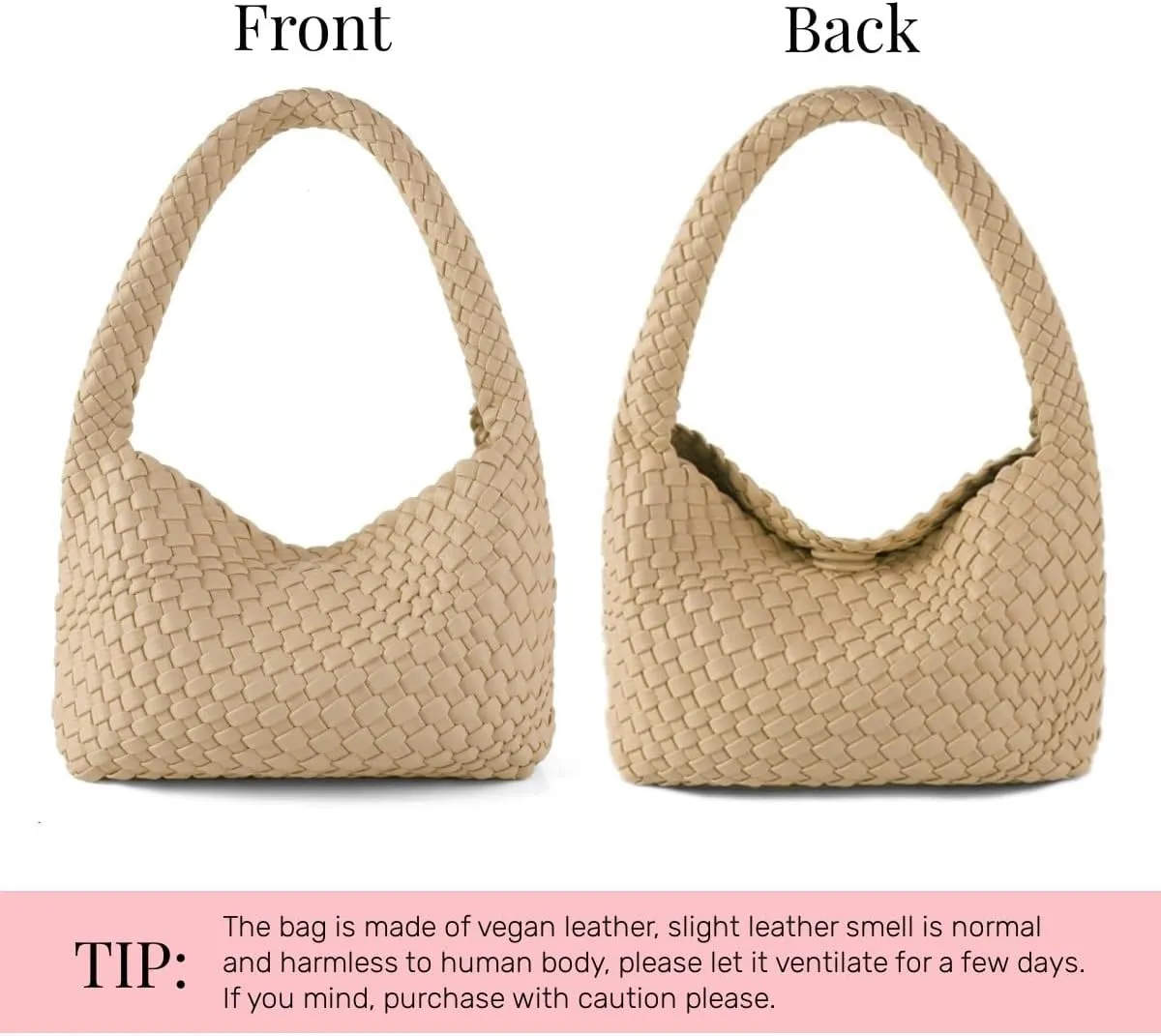 Woven Handbag for Woman Vegan Leather Hand Woven Shoulderbag and Purse Small Fashion Shopper Bag