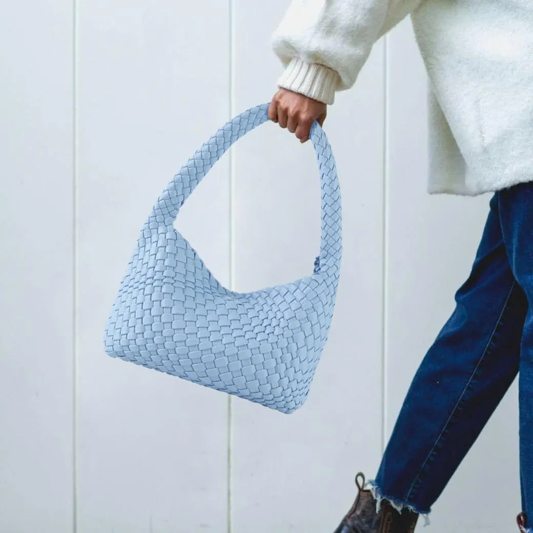 Woven Handbag for Woman Vegan Leather Hand Woven Shoulderbag and Purse Small Fashion Shopper Bag
