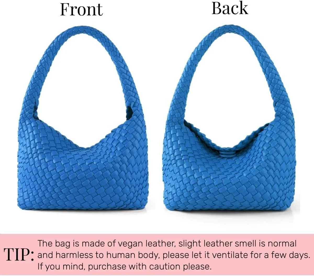Woven Handbag for Woman Vegan Leather Hand Woven Shoulderbag and Purse Small Fashion Shopper Bag