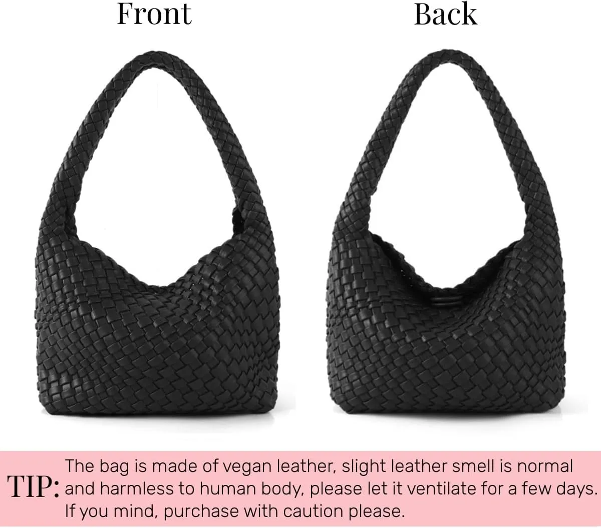 Woven Handbag for Woman Vegan Leather Hand Woven Shoulderbag and Purse Small Fashion Shopper Bag