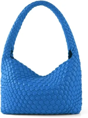 Woven Handbag for Woman Vegan Leather Hand Woven Shoulderbag and Purse Small Fashion Shopper Bag