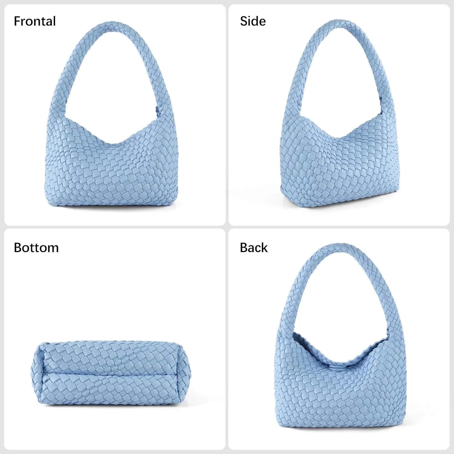 Woven Handbag for Woman Vegan Leather Shoulder bag and Purse Small Fashion Shopper Totes Ladies Underarm Bags