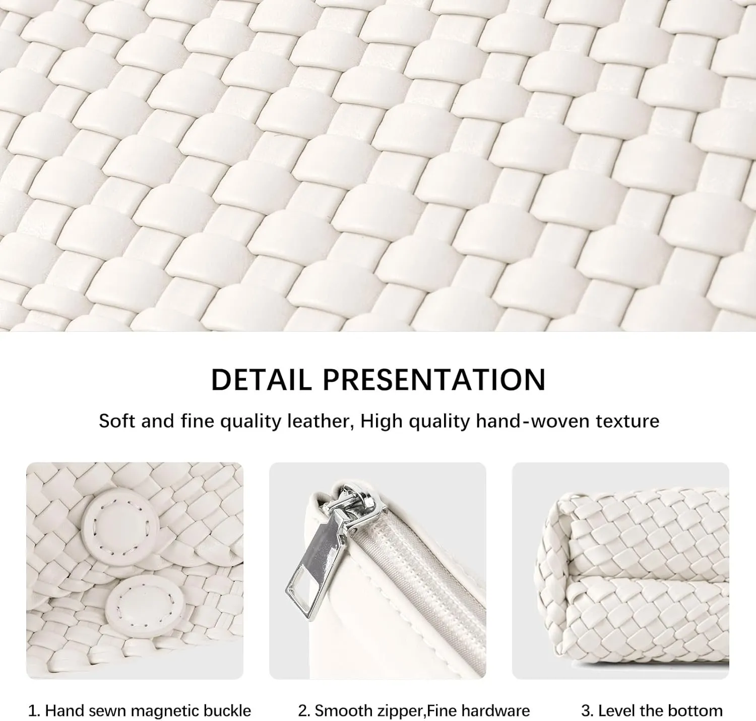 Woven Handbag for Woman Vegan Leather Shoulder bag and Purse Small Fashion Shopper Totes Ladies Underarm Bags
